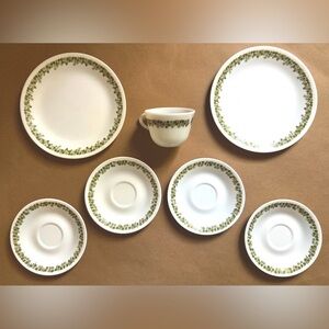 1970s-80s Vintage Corelle Corning Spring Blossom Crazy Daisy Lot of 7 Pieces